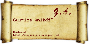 Gyurics Anikó névjegykártya